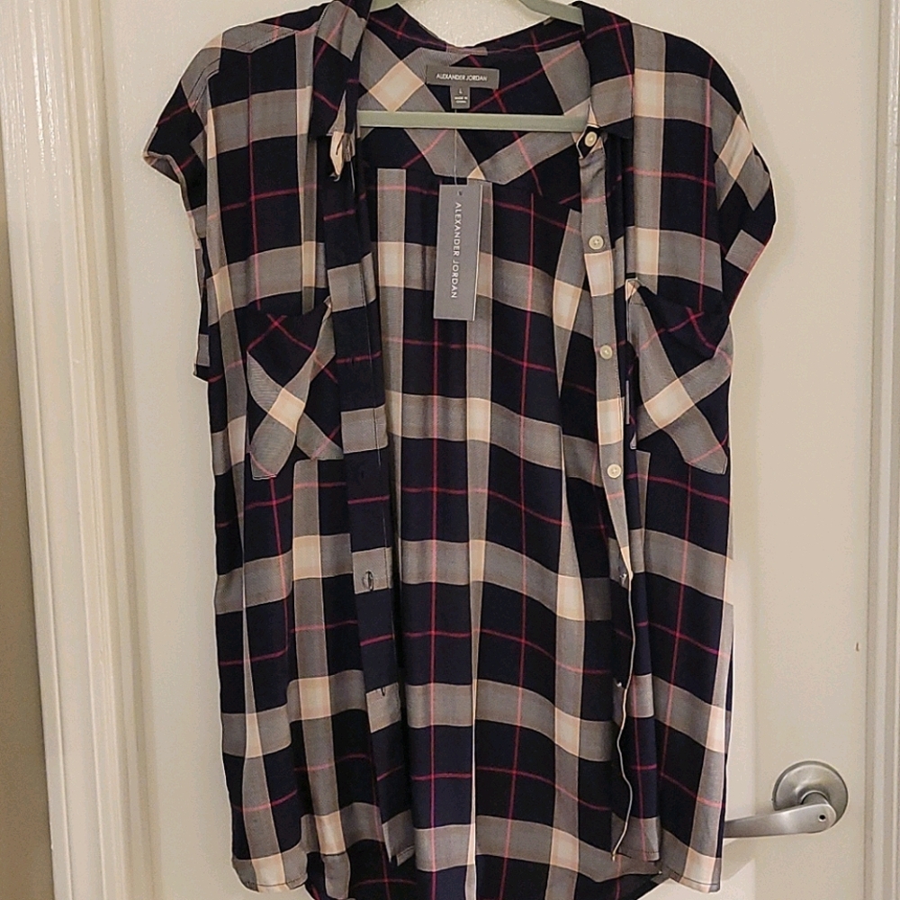 Plaid button-up shirt